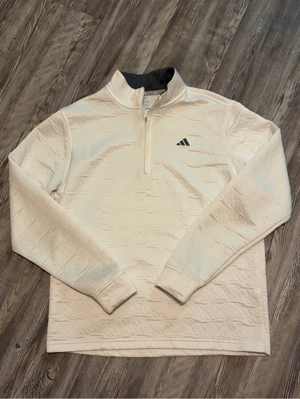 adidas Men’s White Quilted 1/4-Zip Pullover with Black Trim